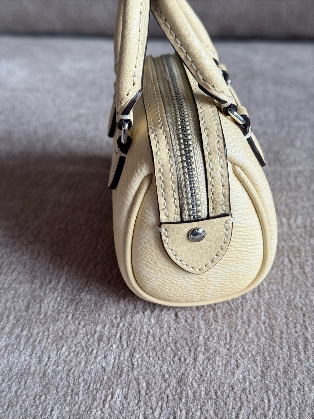 Coach Mini Rowan Satchel Bag Charm Keychain in Light Yellow NWT - Picture 3 of 6